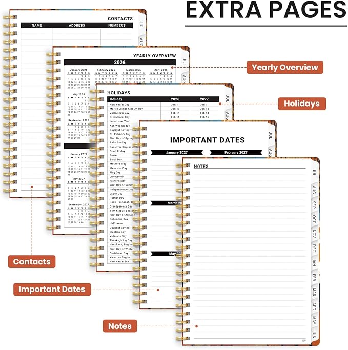 Planner 2026-2027, Academic Year Monthly & Weekly Planner Caledndar, July 2026 - June 2027, Hardcover Large Planning Agenda Book with Tabs for School Office Supplies, 8.5" x 11" - Playful Noir