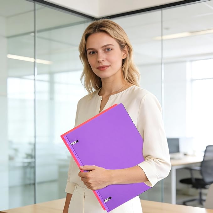 WOT I 12-Pack Telescoping 3 Ring Binder(0.75"), Expandable Flexible Binder - Patented Design for Easy Portability, Holds 8.5"x11" Paper, Assorted Colors, School Office Supplies
