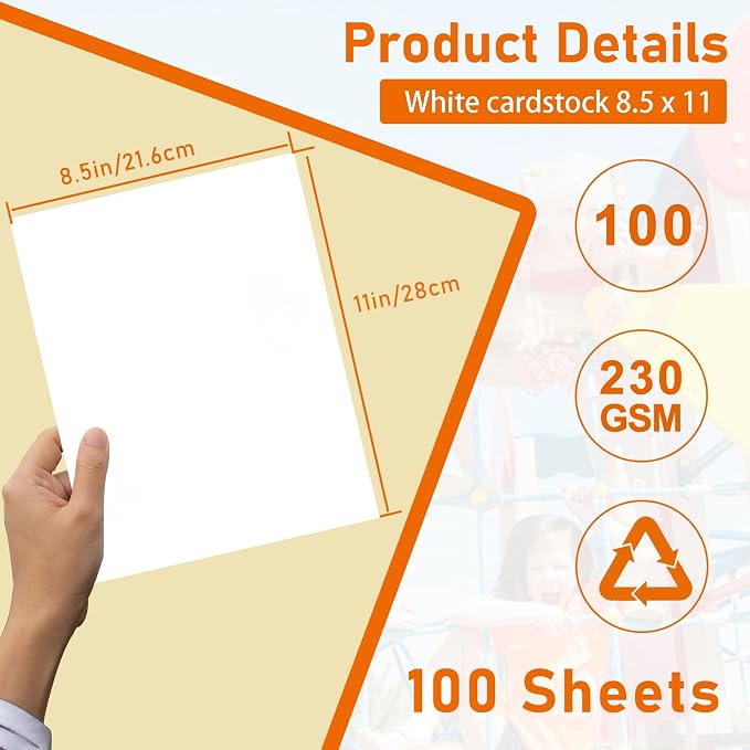 Guakicae 100 Sheets White Cardstock 8.5 x 11 Certificate Paper 80lb | Heavyweight White Card Stock Printer Paper for Cards Making, Wedding Invitations, Crafting, Memus, Anniversary