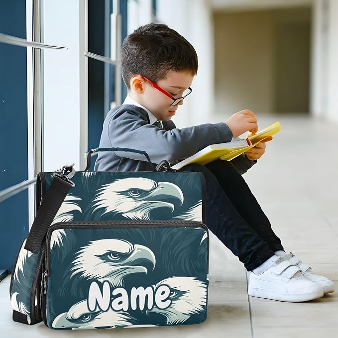 Custom Eagles Head 3 Ring Binder Bag 1.5 inch Personalized Name Binder Organizer 500 Sheet Documents Storage for School Office