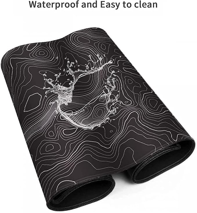 Large Mouse Pad Mat 35x17 Inch, XXXL Gaming Mouse Pad Topographic Map Lines | Extended Desk Mat with Non-Slip Rubber Base, Geographic Contour Topographic Design Mousepad for Gaming, Office, Laptop & PC
