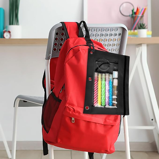 Ochido Pencil Pouch for 3 Ring Binder Bulk, 30 Pack in Black, Sturdy and Durable 3-Hole Binder Cloth Pencil Bag, Zipper Pencil Case with Clear Window for Storing School Office Supplies | Sturdy and Durable 3-Hole Binder Cloth Pencil Bag, Zipper Pencil ...
