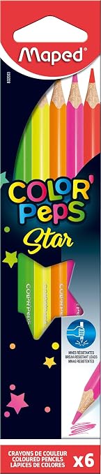 Maped Color'Peps Triangular Fluorescent Colored Pencils x6 (832003)