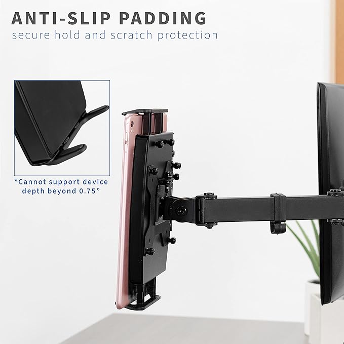 VIVO Universal VESA Mount Adapter for Tablets, 2-in-1 Laptops, & 15.6 inch Portable Monitors, Max VESA 100x100, Adjustable Laptop Holder, Black, MOUNT-UVM02