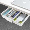 Under Desk Drawer Organizer, Self-Adhesive Storage, Office & Home Stationery (Large-White)