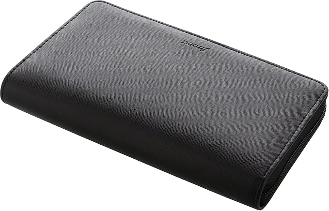 Filofax Saffiano Zip Organizer, Personal Compact Size, Black - Cross-Grain, Leather-Look, Six Rings, Two-Weeks-to-View Insert, English (C028775)