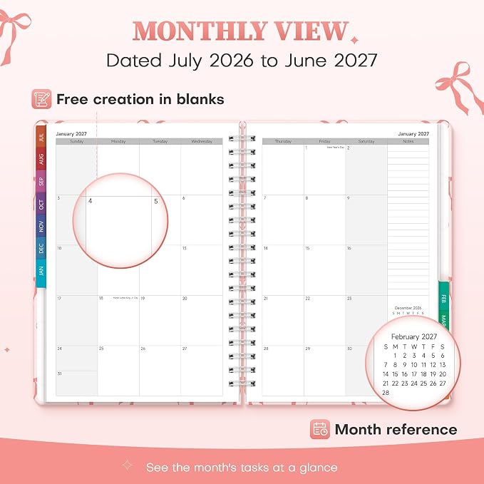 Planner 2026-2027 Weekly & Monthly Academic Planner, 7.4" x 10.2"
