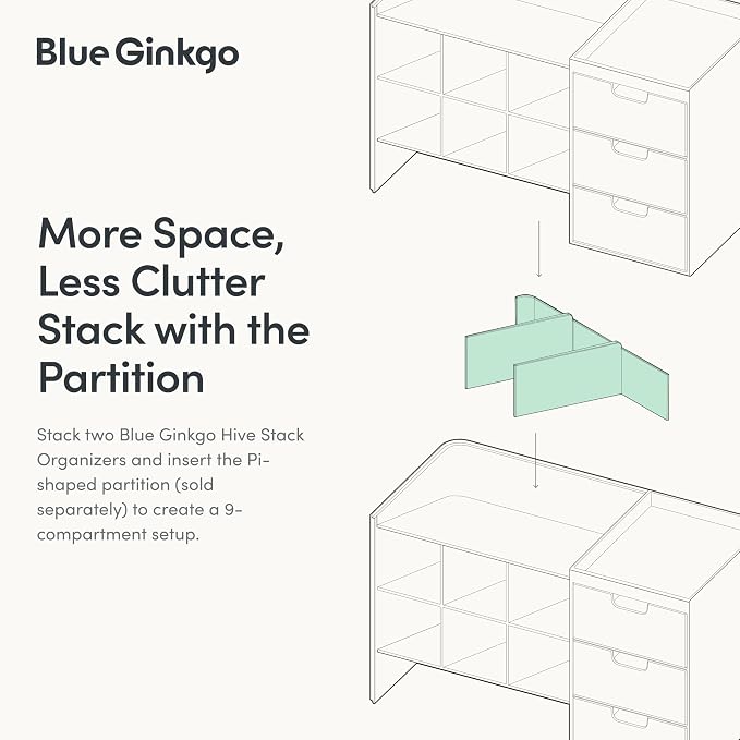 Blue Ginkgo Hive Stack Organizer Partition, Blue