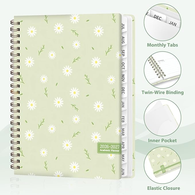 Planner 2026-2027, Weekly and Monthly Academic Year Calendar Planner, July 2026 - June 2027, Daily Agenda Book for Office School Supplies, A5(6.3'' x 8.5'')