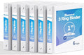 SUNEE 1 Inch Binders 3 Ring 6 Pack, Clear View Three Ring Binder PVC-Free (Fit 8.5x11 Inches) for School or Office Supplies, White