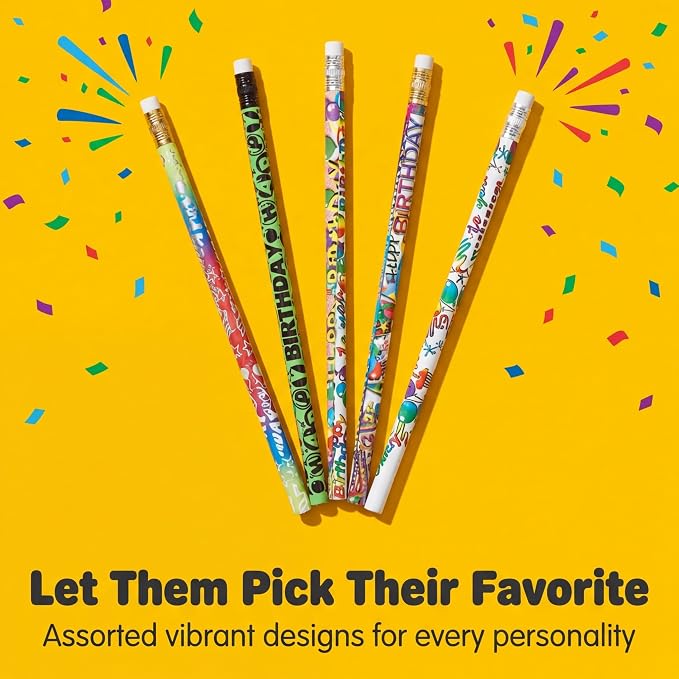 Anderson's Birthday Pencil Tub, Set of 144, School Supplies, Classroom Supplies, Writing