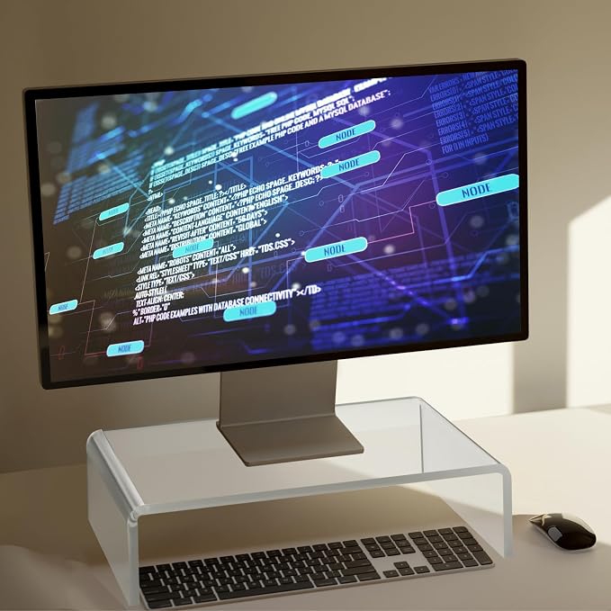 Jetec 2 Pcs Acrylic Monitor Stand Desktop Video Acrylic Monitor Riser Desk Shelf Computer Stand for Laptop TV Computer Screen Desk Organizer Teacher's Day Supplies (Clear, 12 x 8 x 3 Inch)