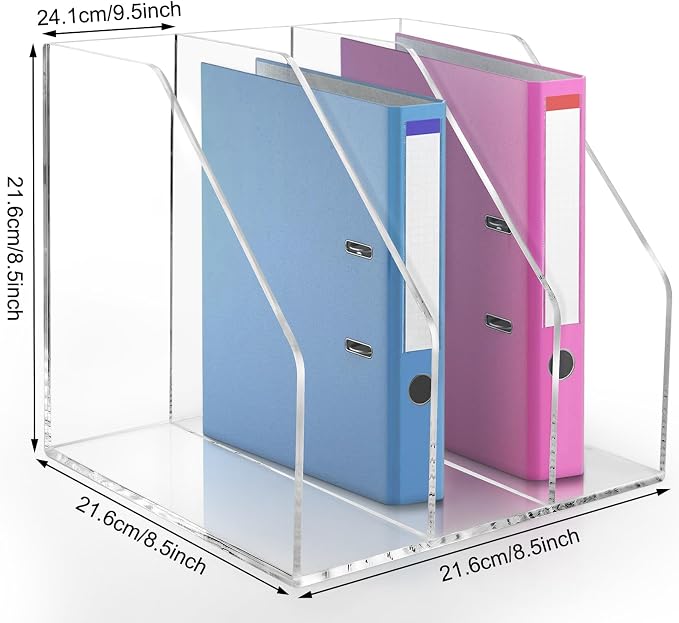 Acrylic Paper Tray Stackable Letter Organizers, Clear Paper Tray Desk Organizer, 3-Tier, Desk A4 File Holder for Office Document Desktop File Tray-2pack