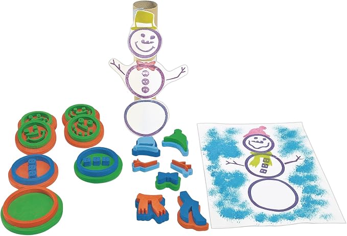 Colorations Snowman Stamper Kit, 15 Pieces, EVA Foam, Durable, Washable | Ages 3+, PreK+, Arts & Crafts, for Kids, Winter, Christmas, Holidays, Classroom, Craft Activity