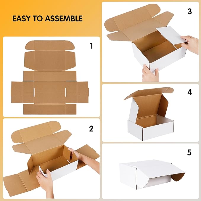 JOWLOT 12x9x3 inch Shipping Boxes Set of 20, White Corrugated Cardboard Box Literature Mailer for Mailing Packing Moving and Storage