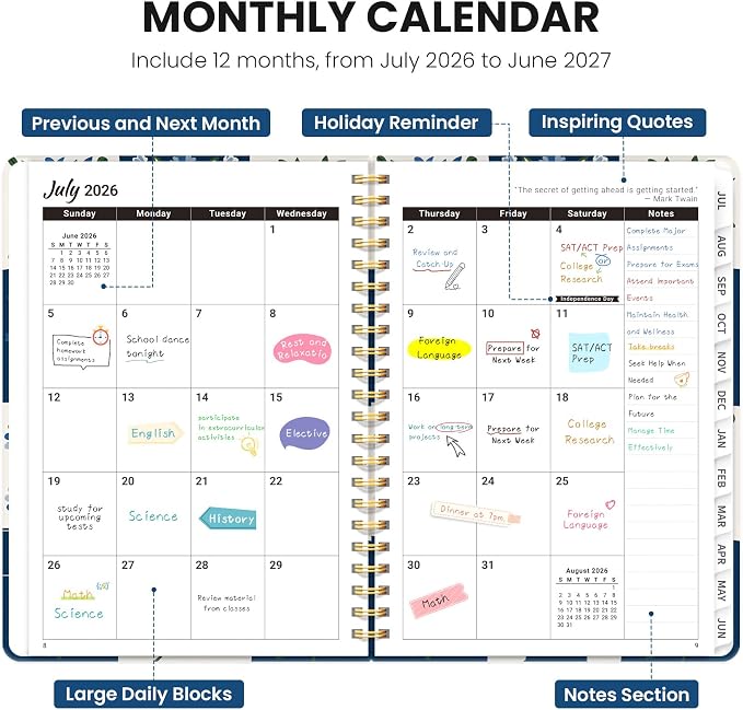 ZOTIA Planner 2026-2027 Weekly & Monthly Calendar Planner Jul 2026-Jun 2027