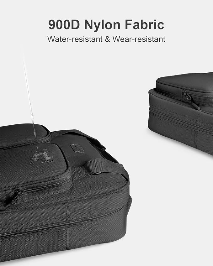 3 Inch Zipper Binder 3 Ring with Shoulder Strap & Multi-Pocket | Binder with Zipper Holds Up to 700 Sheets for Office School, Compatible with 13” MacBook Laptop ipad, Black
