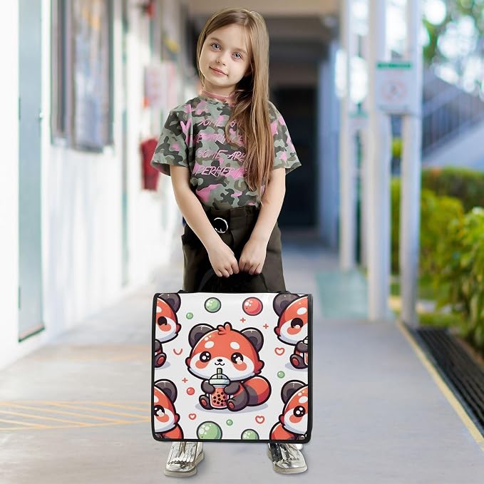 Custom Cute Red Panda Bubbles 3 Ring Binder Bag 1.5 inch Personalized Name Binder Organizer 500 Sheet Documents Storage for School Office
