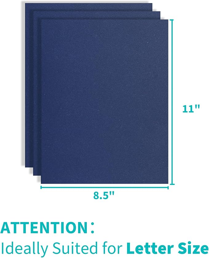 Binditek 12 Mil Sand-Textured Binding Covers, Letter Size, Navy, 100 Pack | Plastic Binding Covers, 8.5" x 11", Subtle Matte Finish, Square Corners, Unpunched, Ideal for Business Reports and Proposals