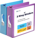3 Inch Binder (2 Pack) Blue and Purple 3 Ring Binder 3 inch, Clear View Cover with 2 Inside Pockets, Three Ring Binders for Home, Office and School Supplies - Enday