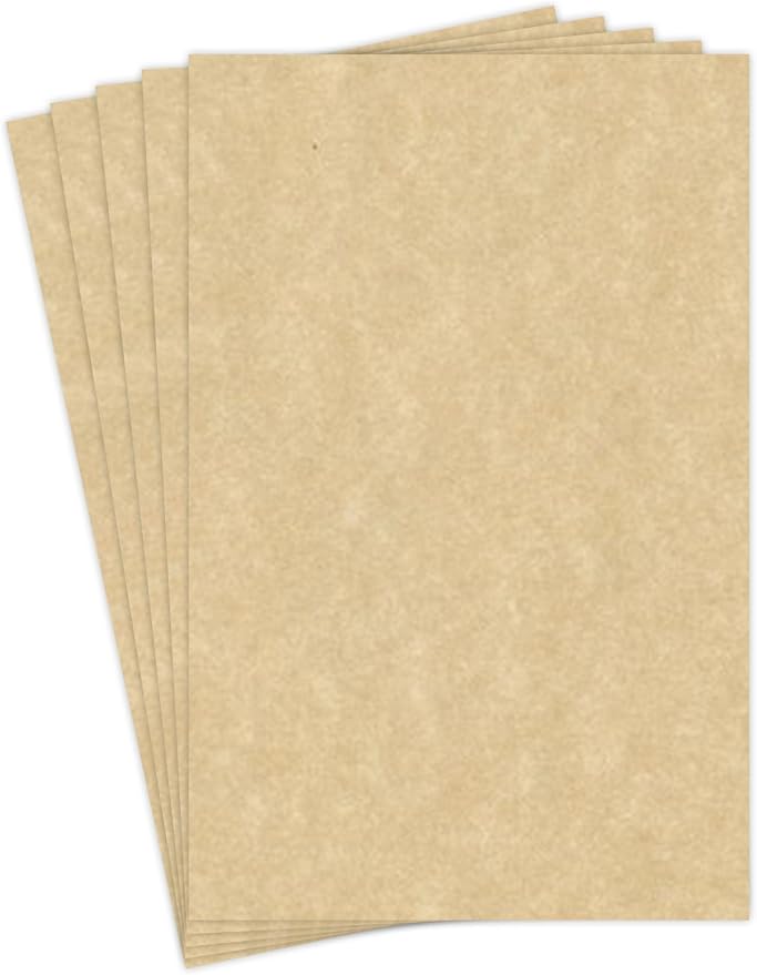 Aged Stationery Parchment Paper | 24 Lb Bond / 60 lb Text / 90 GSM Paper | 50 Sheets Per Pack | 11” x 17” Inches