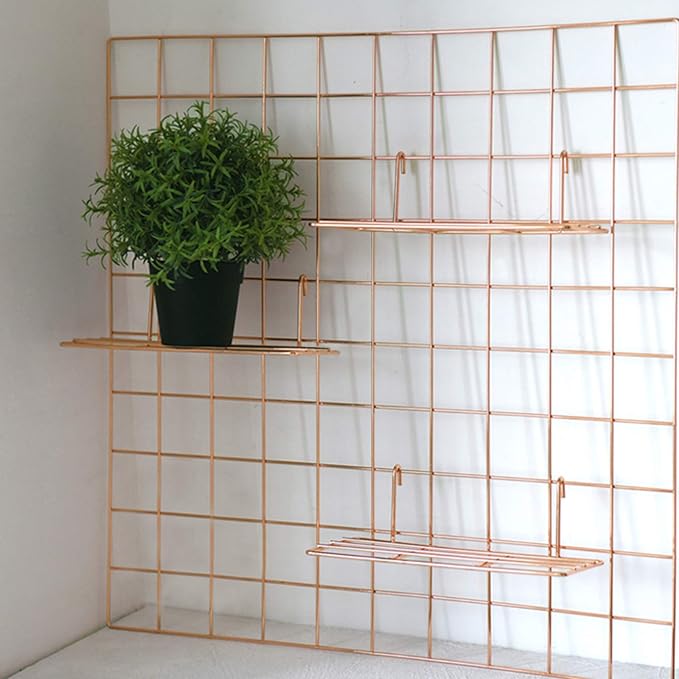 2 Pack Large Wall Grid Panels with Light and Clips, Photo Display Board, Picture Frame Collage Board, Wire Grid Wall Panel Room Decoration,Rose Gold | Picture Frames Collage , Wire Grid Wall Panel Room Decoration