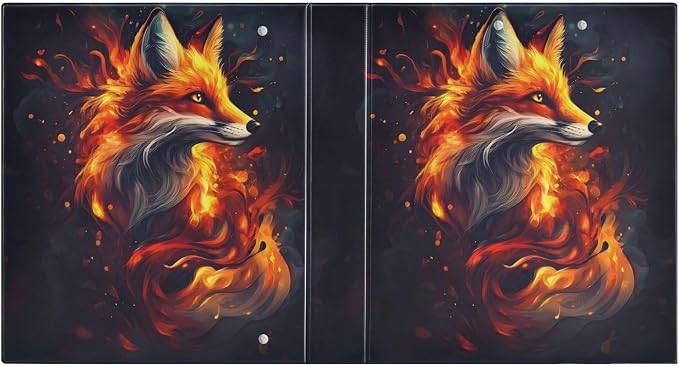 3 Ring Binders Red Fire Fox 1.5 Inch Round Ring Binders with Pockets Decorative Clipboard Binder Holds 200 Sheets View Binder for Home School Office,1 Pack