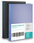 Binditek 200 Pack Binding Covers Set, 8.5x11 Inches, 8Mil PVC & 12Mil Poly | Binding Covers and Backs Set, Letter Size, 8 Mil Clear PVC Binding Cover, 12Mil Black Poly Cover, Square Corners, Unpunched
