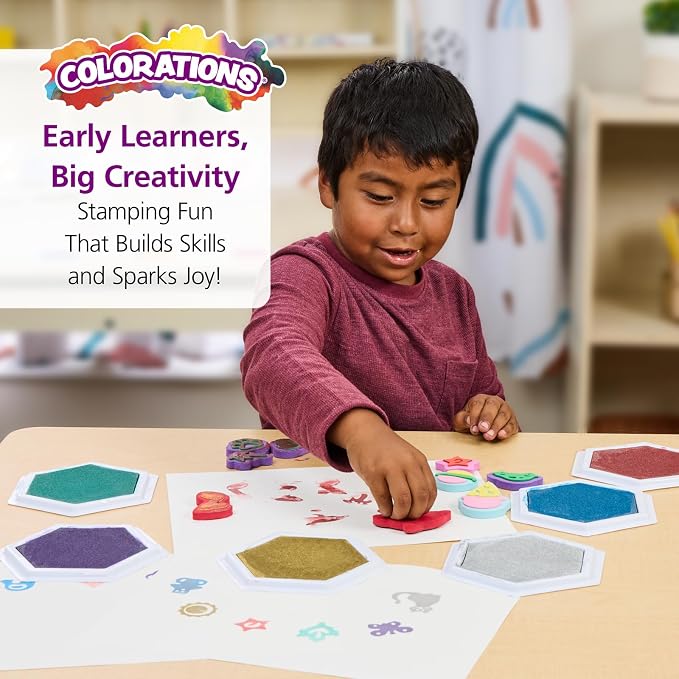Colorations Super Stamper Mega Pack, 80 Stamps, 25 Designs | Ages 4+, PreK+, Variety Pack for Kids' Arts, Crafts and Creative Projects
