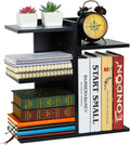 Wood Desktop Shelf Small Bookshelf Desk Supplies Organizers and Accessories Storage Display Rack Office Decor for Women, Black