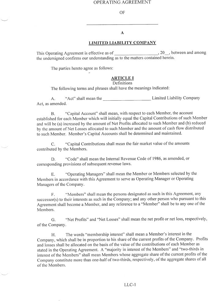LLC Kit (Blue) - Binder, Slipcase, Operating Agreement, Membership Certificates & Customizable Index Tabs
