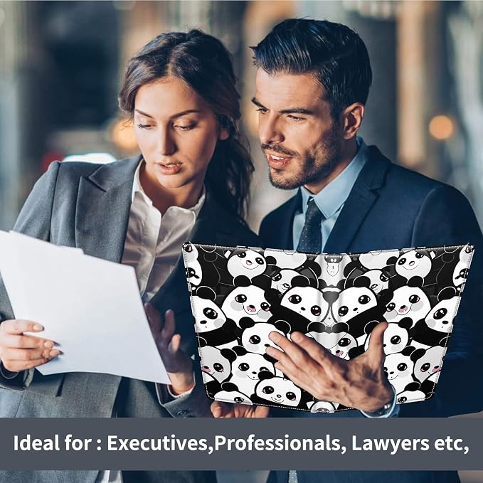 Padfolio/Portfolio Folder Clipboard,Padfolio Clipboard,Writing Portfolio Leather with Cover for Card Holder Slot Letter Size A4 for Office Conference Notepad Clip Boards,Lovely Panda
