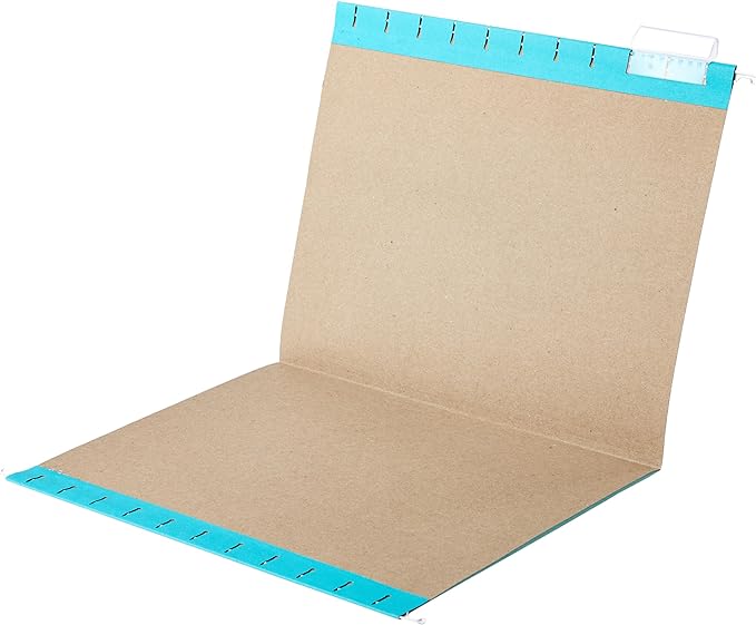 Amazon Basics Hanging File Folders with Adjustable Tabs for Document Organization, Letter Size, Aqua, 25-Pack