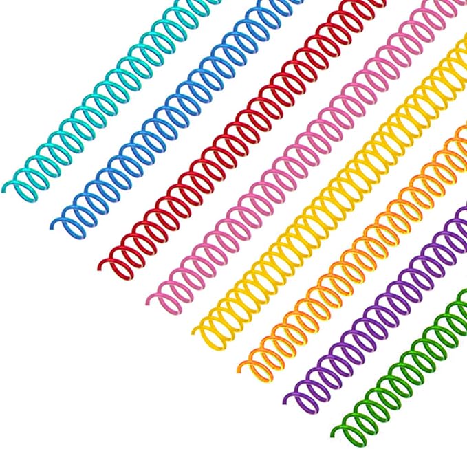 120 Pack Plastic Spiral Binding Coils Binder Binding Spirals Rings 1/4 Inch Spiral Binding Wire Combs Spines Coils, 4:1 Pitch (1/4 Inch,Multicolor)