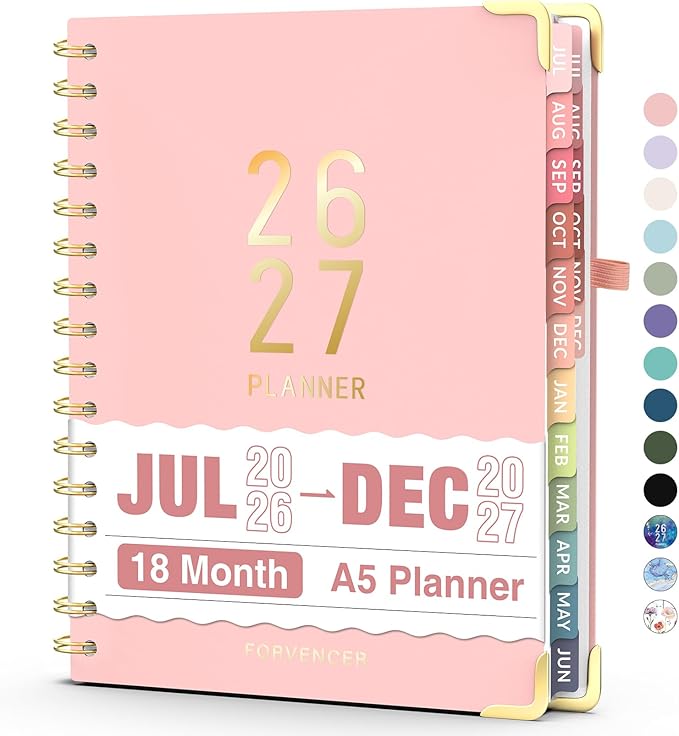 Jul 2026 - Dec 2027 Planner, Forvencer 18 Month Planner 2026-2027, 6" x 8"