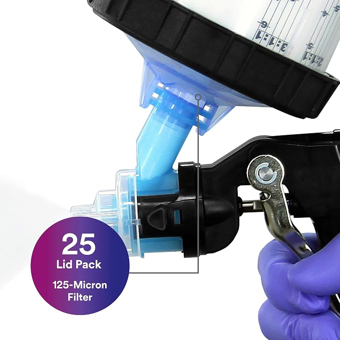 3M PPS (Original Series) Disposable Lids, 16199, Standard/Large | 25 Lids, 125 Micron Full Diameter Filter, Use for Automotive Paint Prep