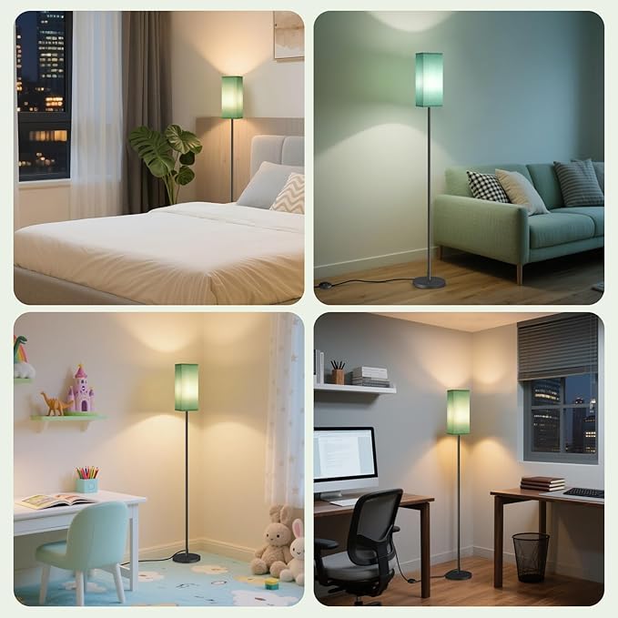 64.6" Floor Lamp, Pole Lamp with Foot Switch, Modern Standing Lamp, Minimalist Freestanding Lamp (Bulb Not Included), for Living Room, Bedroom Office ETL Listed, Black and Teal J07LD05