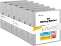 Enday 3 inch Binder (6 Pack - Grey) 3 Ring Binder 3 inch with Clear View Cover and 2 Inside Pocket - for Letter Size 8.5 x 11'' Paper, Ideal for School Supplies, Office, and Home