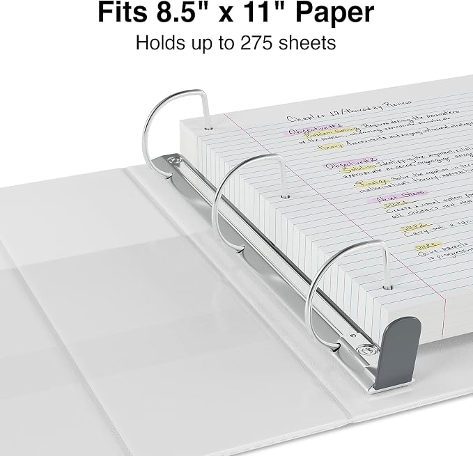Staples Heavy-Duty 1-Inch D-Ring View Binder, Reinforced Spine, Holds Up to 275 Sheets, White, for Office & School