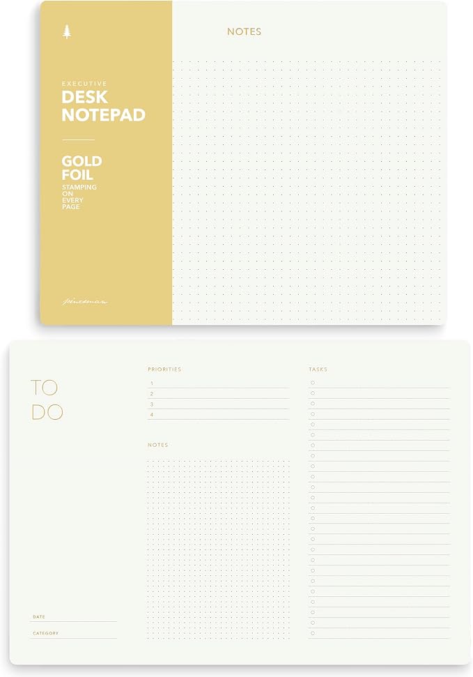 Professional Productivity Bundle: Gold-Foiled To-Do List & Notes Mouse Pad - FSC™ Certified Desk Organizers