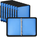 Teling 8 Pcs 1 Inch Zipper Binder 3 Ring Organizer, Blue | Secure Zipper Closure, Refillable 3 Ring Design, Handle Carry, Fits Letter Size Papers for School, Office and Projects
