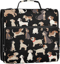 Dog Black Background Pattern 3 Ring Binder Bag 1.5 inch Binder Organizer with Zipper Shoulder Strap 500 Sheet Documents Storage for School Office