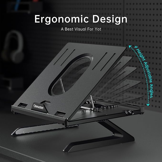 Laptop Stand for Desk, Ergonomic Adjustable & Foldable Portable Computer Stand with Heat-Vent, Laptop Riser Holder Compatible with MacBook Air Pro, 10-15.6 Inch Notebooks