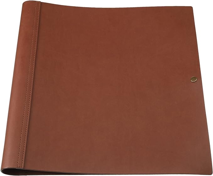 Teling 1 Pcs Leather 3 Ring Binder Holds 8.5 x 11 Inch Paper Binder Organizer Vintage Faux Leather Portfolio Folder Planner for Office Home Document Photo Diary Supplies (Chocolate)