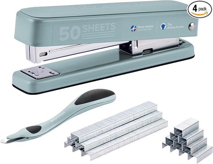 Bostitch Titan Heavy Duty Metal Stapler, 50 Sheet Capacity with 1250 Staples and Ergonomic Staple Remover, Jam Free Stapling, Full Strip Stapler for Desk, Office and Classroom, Sage