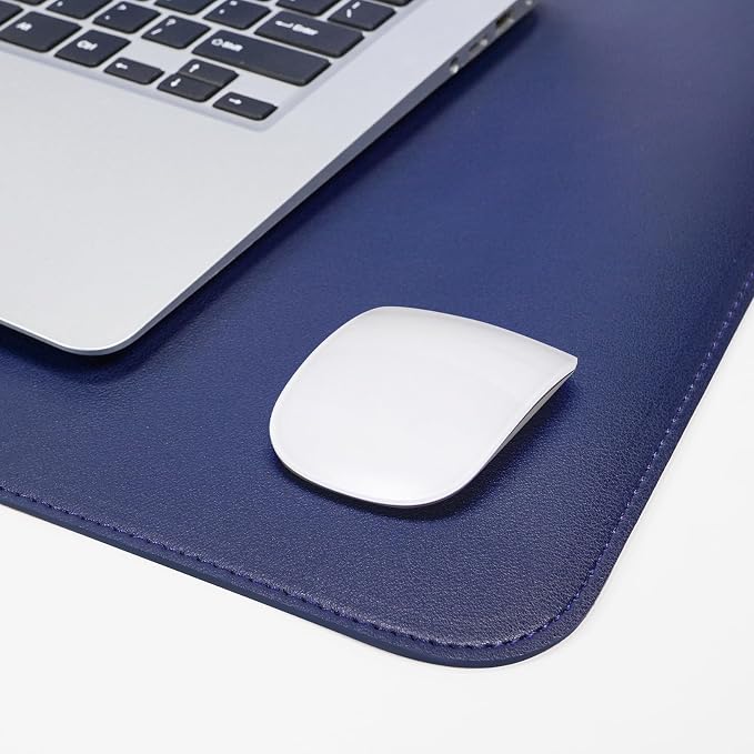 AFIING Cork Desk Mat 23.6 x 13.7, Dual-Sided Cork & PU Leather Desk Pad, Waterproof Non-Slip Desk Protector for Home Office, Study Desk & Minimalist Workspace Blue