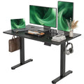 Claiks Electric Height Adjustable Standing Desk, 48x24 Inch, Deep Black | Smooth Height Adjustment, 3 Memory Presets, Cable management hub & hook, Stable Steel Frame, 156 lbs Capacity, Easy Assembly