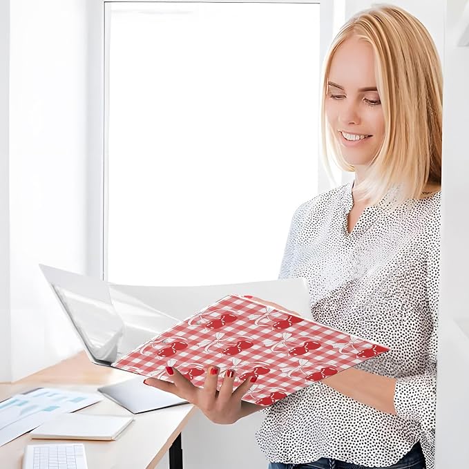 Cherry Bow Tie Ribbon Gingham 1.5 Inch Binders 3 Ring for Letter Size Holds 200 Sheets Notebook Binder with Clipboard for Women or Men