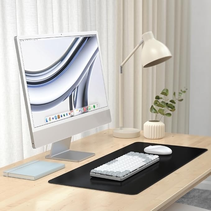 Satechi Vegan-Leather Desk Mat, Scratch and Water Resistant, Black | Large Mouse Pad, Ergonomic, Easy to Clean, 26.8 x 12.4 x 0.1 inches, for Office and Home