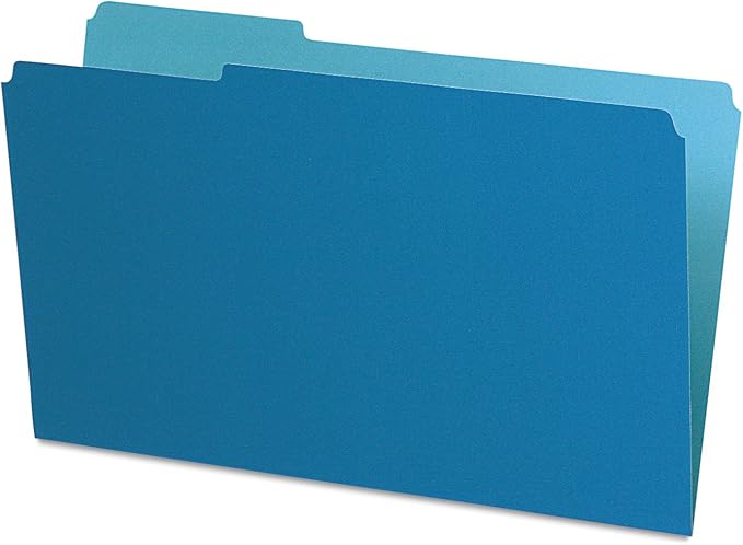 Pendaflex 435013BLU Interior File Folders, 1/3 Cut Top Tab, Legal, Blue (Box of 100)